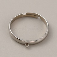 Adjustable 304 Stainless Steel Finger Ring Settings, Loop Ring Base, Stainless Steel Color, US Size 8(18.1mm), Hole: 1.2mm(STAS-WH0033-11A-P)