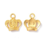 Rack Plating Alloy Pendant Rhinestone Settings, Cadmium Free & Lead Free & Nickle Free, Crown, Matte Gold Color, Fit for 1.5mm Rhinestone, 16.5x16x4mm, Hole: 3mm(FIND-I036-31MG)