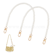 Elite 2Pcs Plastic Imitation Pearl Bead Bag Straps, with Alloy Swivel Clasp, for Handbag Handle Replacement Accessories, Golden, 41x0.75cm(FIND-PH0008-18B)
