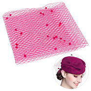 Polyester Birdcage Bridal Veil Netting with Chenille Dot, Mesh Tulle Fabric for DIY Veils Blushers Fascinators, Misty Rose, 17-3/4 inch(450mm)(AJEW-WH0471-103C-05)