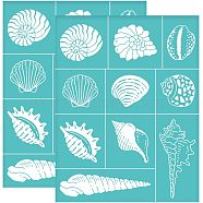 Self-Adhesive Silk Screen Printing Stencil, for Painting on Wood, DIY Decoration T-Shirt Fabric, Turquoise, Shell Pattern, 280x220mm(DIY-WH0338-067)