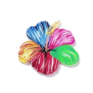 Double-sided Printed Opaque Acrylic Pendants, Flower, Colorful, 36.5x39x2.4mm, Hole: 1.5mm(MACR-F075-02C)