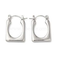304 Stainless Steel Hoop Earrings for Women, Rectangle, Stainless Steel Color, 23.5x16x2.5mm(EJEW-Z026-30P)