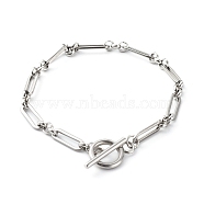 304 Stainless Steel Figaro Chain Bracelets, Stainless Steel Color, 7-1/2 inch(19.2cm)(BJEW-JB06446)