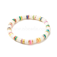 Disc Beads Energy Power Stretch Bracelet for Teen Girl Women, Handmade Polymer Clay & Synthetic Hematite Beads Bracelet, Colorful, Inner Diameter: 2-1/8 inch(5.4cm)(BJEW-JB07034-03)