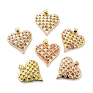 Eco-friendly Brass Enamel Pendants, Long-Lasting Plated, Real 18K Gold Plated, Cadmium Free & Lead Free, Heart, Mixed Color, 21x22x3mm, Hole: 4x3.5mm(KK-D066-02G-RS)