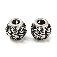 316 Surgical Stainless Steel  Beads, Barrel, Antique Silver, 9.5x9mm, Hole: 3.7mm(STAS-Q304-06AS)