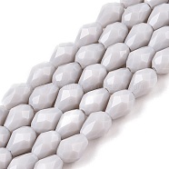 Opaque Solid Color Beads Strands, Faceted, Teardrop, Light Grey, 8x6mm, Hole: 1.2mm, about 65~67pcs/strand, 20.08 inch(51cm)(EGLA-N013-P6mm-D05)