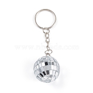 Iron Keychains, with Glass Pendants, Clear, 9.05cm(KEYC-L034-02P-02)