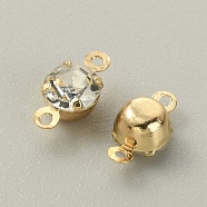 Brass Clear Cubic Zirconia Connector Charms, Diamond Link, Light Gold, 9.5x5x4mm, Hole: 1mm(RB-WH0005-002C-KCG)