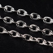 Iron Cable Chains, Unwelded, with Spool, Flat Oval, Cadmium Free & Lead Free, Platinum, 3x2x0.5mm, about 328.08 Feet(100m)/roll(CH-0.5PYSZ-N)