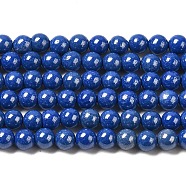 Cubic Zirconia Imitation Pearl Bead Strands, Round, Dark Blue, 4mm, Hole: 0.7mm, about 94pcs/strand, 14.69''(37.3cm)(ZIRC-P109-03B-11)