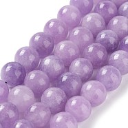 Dyed Natural Malaysia Jade Beads Strands, Round, Lilac, 10mm, Hole: 1.2mm, about 19pcs/strand, 7.09 inch(18cm)(G-G021-02C-05)