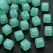Imitation Jelly Acrylic Beads, Cube, Medium Aquamarine, 11.5x11x11mm, Hole: 2.5mm, about 528pcs/500g(MACR-S373-89-E02)