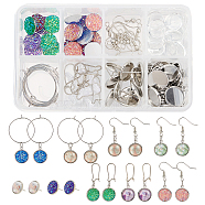 SUNNYCLUE DIY Shiny Earring Making Kits, Including Glass & Resin Cabochons, Brass Pendant Cabochon Settings & Earring Findings & Wine Glass Charm Rings, Platinum(DIY-SC0014-28)
