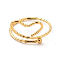 201 Stainless Steel Wrapped Fing Rings for Women, Hollow Heart, Golden, 1.2~3.5mm, Inner Diameter: US Size 8(18.1mm), Heart: 12.5x15.5mm(STAS-K247-03G)