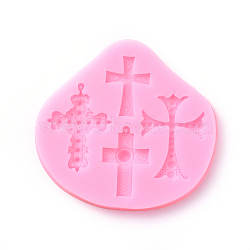 Cross Shape DIY Food Grade Silicone Molds, Fondant Molds, For DIY Cake Decoration, Chocolate, Candy, UV Resin & Epoxy Resin Jewelry Making, Random Single Color or Random Mixed Color, 95x90x10mm(X-AJEW-P046-45)