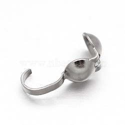 Tarnish Resistant 304 Stainless Steel Bead Tips, Calotte Ends, Clamshell Knot Cover, Stainless Steel Color, 9x4x4mm, Inner Diameter: 3mm(STAS-N071-10)