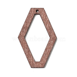 Spray Painted Wood Big Pendants, Walnut Wood Tone Rhombus Charms, Coconut Brown, 56x36x3.5mm, Hole: 2.5mm(WOOD-H101-03)