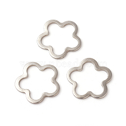 201 Stainless Steel Linking Rings, Flower, Stainless Steel Color, 14.5x14x0.5~0.8mm, Inner Size: 12x10mm(STAS-F192-004P)