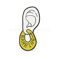 Exaggerated Ear with Earring Enamel Pins, Alloy Lapel Pin Backs for Backpack Clothes, White, 30x14mm(JEWB-E042-07EB-03)