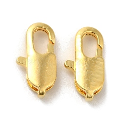 Brass Lobster Claw Clasps, Real 18K Gold Plated, 12x6x2.8mm, Hole: 1mm(KK-P249-06A-G)