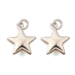Brass Pendants, Star Charms, Rack Plating, Lasting Plated, Cadmium Free & Lead Free, with Jump Ring, Platinum, 11.5x9.5x3.5mm, Hole: 2mm(KK-I275-09P-02)