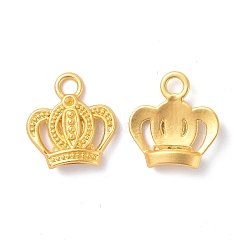 Rack Plating Alloy Pendant Rhinestone Settings, Cadmium Free & Lead Free & Nickle Free, Crown, Matte Gold Color, Fit for 1.5mm Rhinestone, 16.5x16x4mm, Hole: 3mm(FIND-I036-31MG)