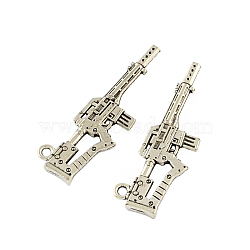 Tibetan Style Alloy Machine Gun Pendants, Cadmium Free & Lead Free, Antique Silver, 44.7x13x3mm, Hole: 2mm, about 166pcs/500g(TIBEP-Q043-142-RS)