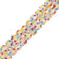 Handmade Bumpy Lampwork Beads Strands, with Enamel, Round, Colorful, 10~11mm, Hole: 1.5~1.6mm, about 36~40pcs/strand, 13.19~14.76 inch(33.5~37.5cm)(LAMP-F032-03B)