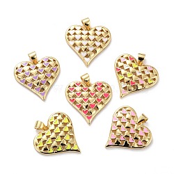 Eco-friendly Brass Enamel Pendants, Long-Lasting Plated, Real 18K Gold Plated, Cadmium Free & Lead Free, Heart, Mixed Color, 21x22x3mm, Hole: 4x3.5mm(KK-D066-02G-RS)
