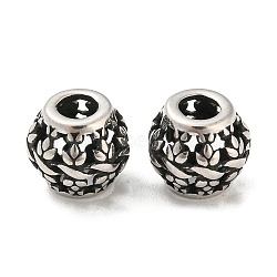 316 Surgical Stainless Steel  Beads, Barrel, Antique Silver, 9.5x9mm, Hole: 3.7mm(STAS-Q304-06AS)