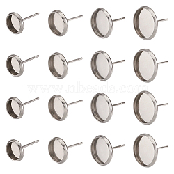 304 Stainless Steel Stud Earring Settings, Stainless Steel Color, 80pcs/set(STAS-CD0001-01P)