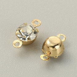 Brass Clear Cubic Zirconia Connector Charms, Diamond Link, Light Gold, 9.5x5x4mm, Hole: 1mm(RB-WH0005-002C-KCG)