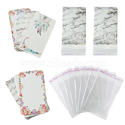 24Pcs 3 Colors Cardboard Earring Display Cards, Rectangle, with 24Pcs Pearl Film OPP Cellophane Bags, Mixed Color, Card: x5x0.04cm, 8pcs/color(CDIS-FS0001-09)