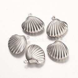 Non-Tarnish 316 Surgical Stainless Steel Pendants, Shell, Stainless Steel Color, 19x19x7mm, Hole: 1mm(X-STAS-K096-27P)