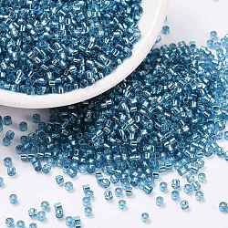 Cylinder Seed Beads, Silver Lined, Round Hole, Uniform Size, Steel Blue, 2x1.5mm, Hole: 0.8mm, about 40000pcs/bag, about 450g/bag(SEED-H001-G13)