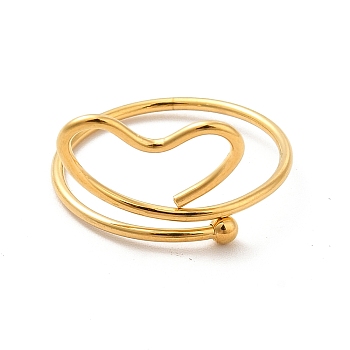201 Stainless Steel Wrapped Fing Rings for Women, Hollow Heart, Golden, 1.2~3.5mm, Inner Diameter: US Size 8(18.1mm), Heart: 12.5x15.5mm