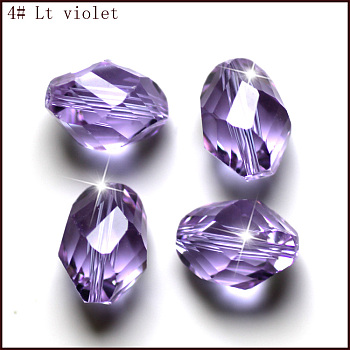 K9 Glass, Imitation Austrian Crystal Beads, Grade AAA, Faceted, Bicone, Lilac, 8x10.5mm, Hole: 0.9~1mm