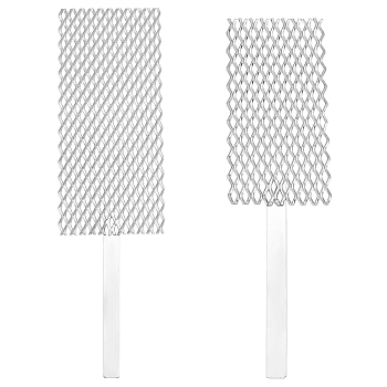 SUPERFINDINGS 2Pcs 2 Style Platinized Titanium Anode Rhodium Jewelry Plating Tool Mesh, with Handle, Rectangle, Platinum, 1pc/style