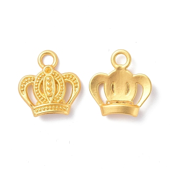 Rack Plating Alloy Pendant Rhinestone Settings, Cadmium Free & Lead Free & Nickle Free, Crown, Matte Gold Color, Fit for 1.5mm Rhinestone, 16.5x16x4mm, Hole: 3mm