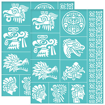 Self-Adhesive Silk Screen Printing Stencil, for Painting on Wood, DIY Decoration T-Shirt Fabric, Mixed Shapes, 220x280mm