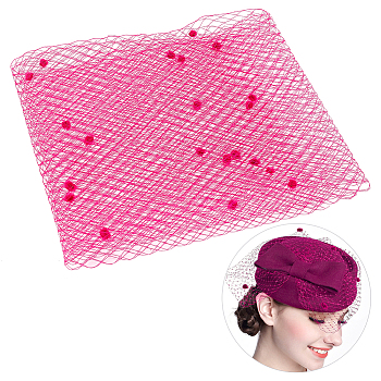 Polyester Birdcage Bridal Veil Netting with Chenille Dot, Mesh Tulle Fabric for DIY Veils Blushers Fascinators, Misty Rose, 17-3/4 inch(450mm)