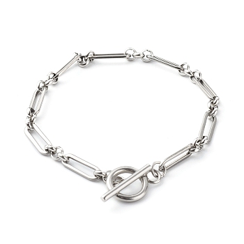 304 Stainless Steel Figaro Chain Bracelets, Stainless Steel Color, 7-1/2 inch(19.2cm)