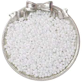 Baking Paint Glass Seed Beads, Round Hole, Peanut, White, 6x4mm, Hole: 1mm, about 100pcs/set