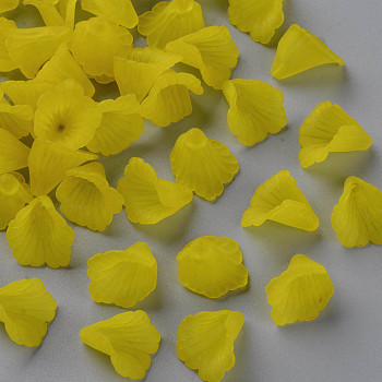 Transparent Acrylic Bead Caps, Trumpet Flower Beads, Frosted, Flower, Champagne Yellow, 18x18x17mm, Hole: 1.5mm, about 700pcs/500g