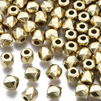 CCB Plastic Barrel Beads, Faceted, Light Gold, 4.5x4.5mm, Hole: 1.8mm