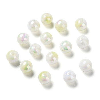 Two Tone Opaque Acrylic Beads, Round, Light Yellow, 8mm, Hole: 1.8mm, about 2000pcs/500g