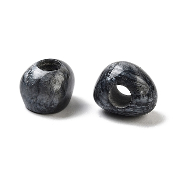 Resin European Beads, Large Hole Triangle Beads, Black, 15.5x12.5x11mm, Hole: 5mm