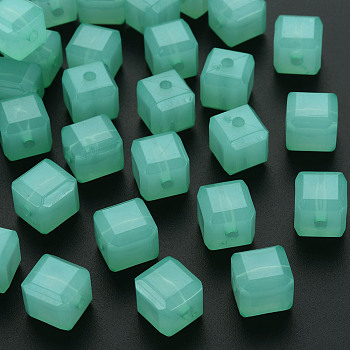 Imitation Jelly Acrylic Beads, Cube, Medium Aquamarine, 11.5x11x11mm, Hole: 2.5mm, about 528pcs/500g
